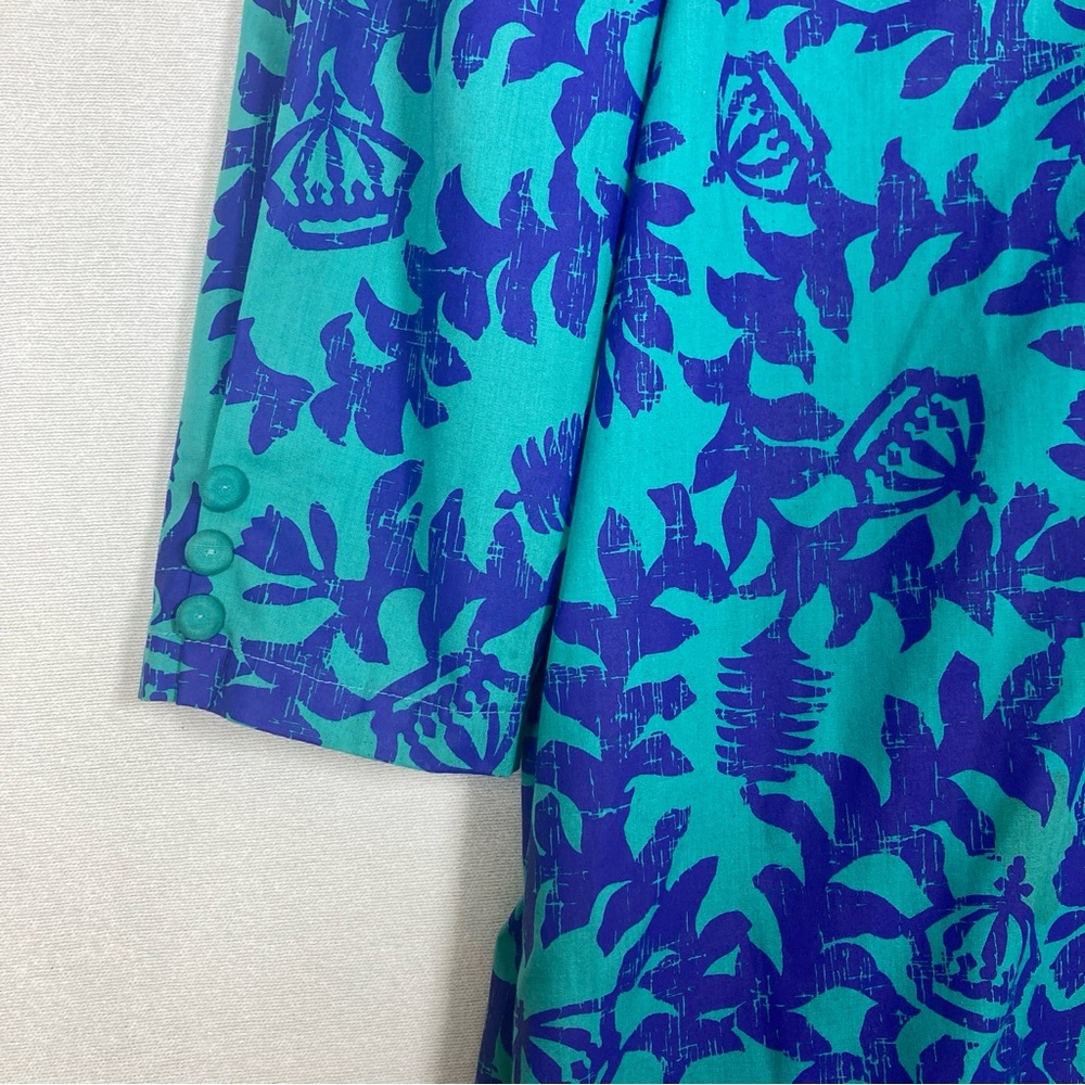 Hawaiian Heritage Women’s Sheath Dress 3/4 Raglan Sleeves Green Purple Sz6 - Picture 5 of 16